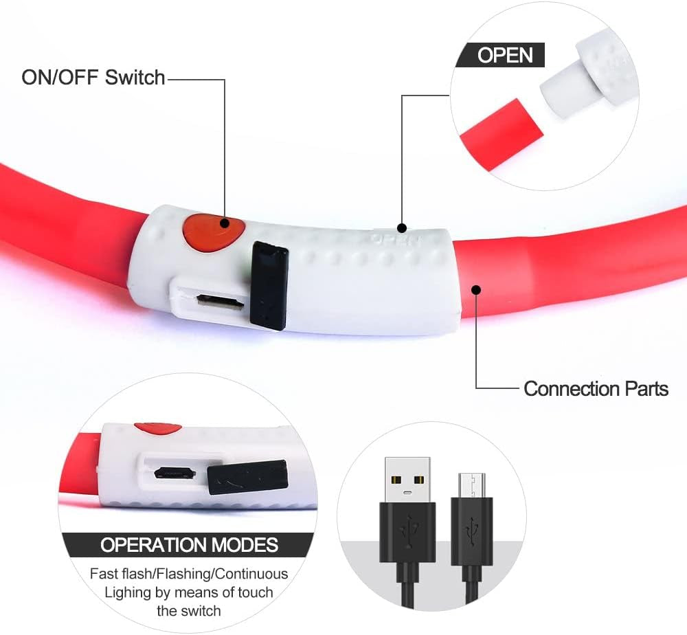  USB Rechargeable. Led Dog Collar